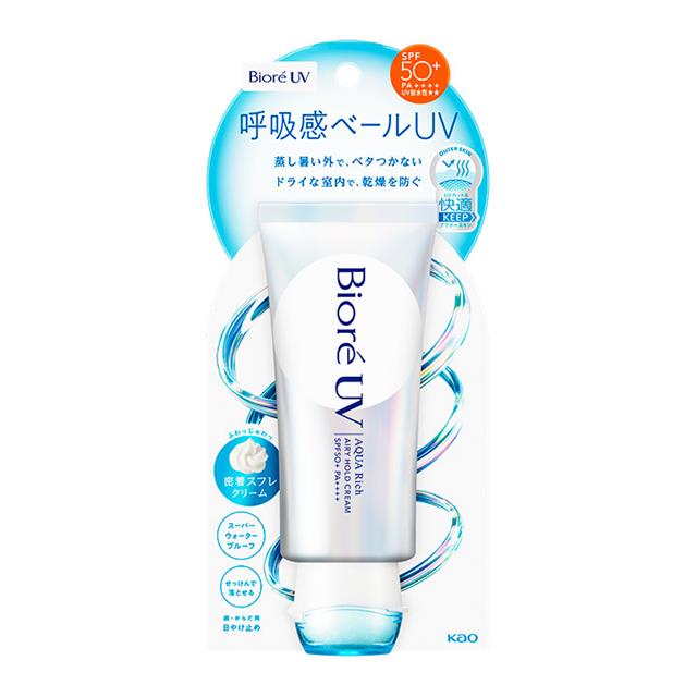 寒天ハイドロゲルカプセルと高抱水性ポリマーを配合した「ビオレＵＶアクアリッチ　エアリーホールドクリーム（通称・呼吸感ベールＵＶ）」